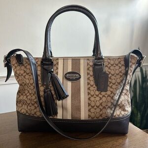 Coach Legacy Signature Stripe East/West Satchel Shoulder Bag